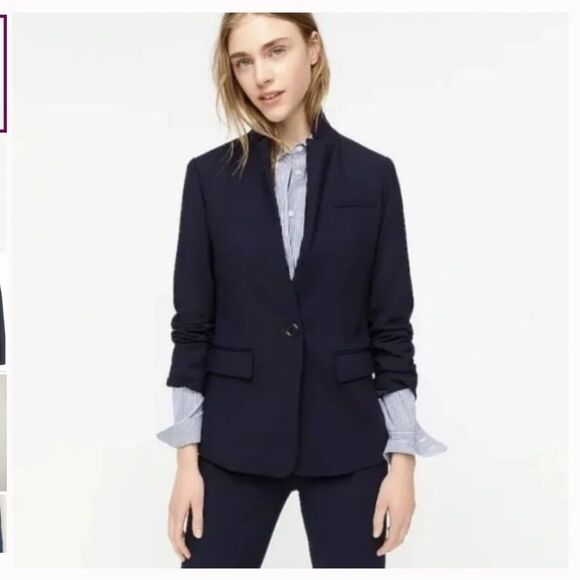 J. Crew Regent 100% Linen Blazer Navy Blue Style B8430 Size 4 - Picture 1 of 7